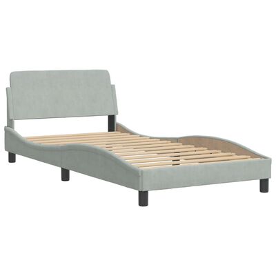 vidaXL Cadre de lit sans matelas gris clair 100x190 cm velours