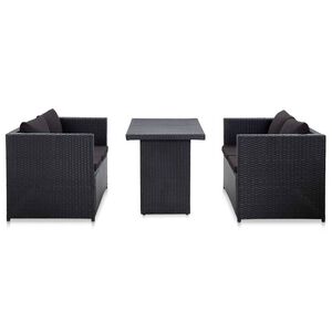 vidaXL Salon de jardin 3 pcs avec coussins R&eacute;sine tress&eacute;e Noir