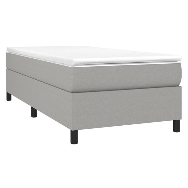vidaXL Sommier &agrave; lattes de lit et matelas gris clair 100x190 cm tissu