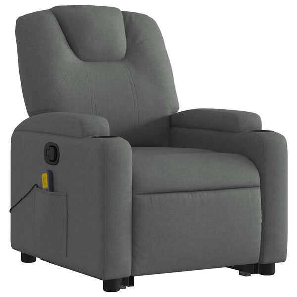 vidaXL Fauteuil inclinable de massage gris foncé tissu