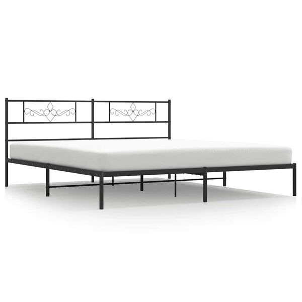 vidaXL Cadre de lit métal sans matelas avec tête de lit noir 183x213cm
