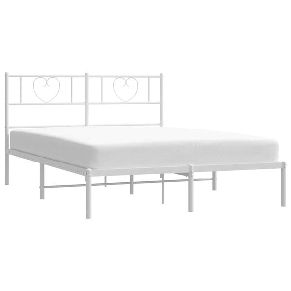 vidaXL Cadre de lit m&eacute;tal sans matelas et t&ecirc;te de lit blanc 135x190 cm