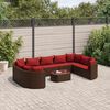vidaXL Salon de jardin 10 pcs avec coussins marron r&eacute;sine tress&eacute;e