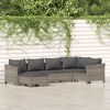 vidaXL Salon de jardin 6 pcs avec coussins Gris R&eacute;sine tress&eacute;e