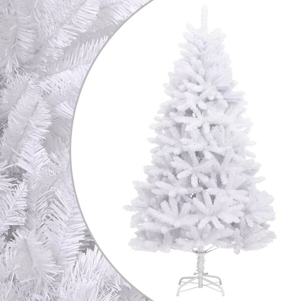 vidaXL Sapin de No&euml;l artificiel &agrave; charni&egrave;res avec support blanc 240 cm