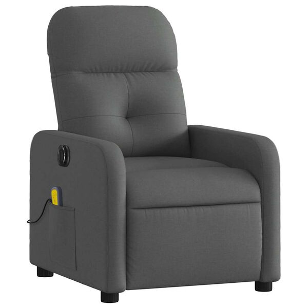 vidaXL Fauteuil inclinable de massage &eacute;lectrique gris fonc&eacute; tissu