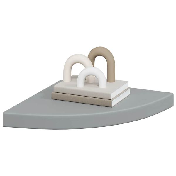 vidaXL &Eacute;tag&egrave;res d'angle flottantes 2 pcs gris 35x35x3,8 cm MDF