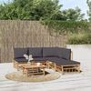 vidaXL Salon de jardin 6 pcs avec coussins gris fonc&eacute; bambou