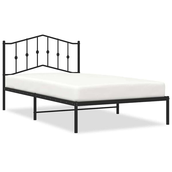 vidaXL Cadre de lit métal sans matelas avec tête de lit noir 100x200cm