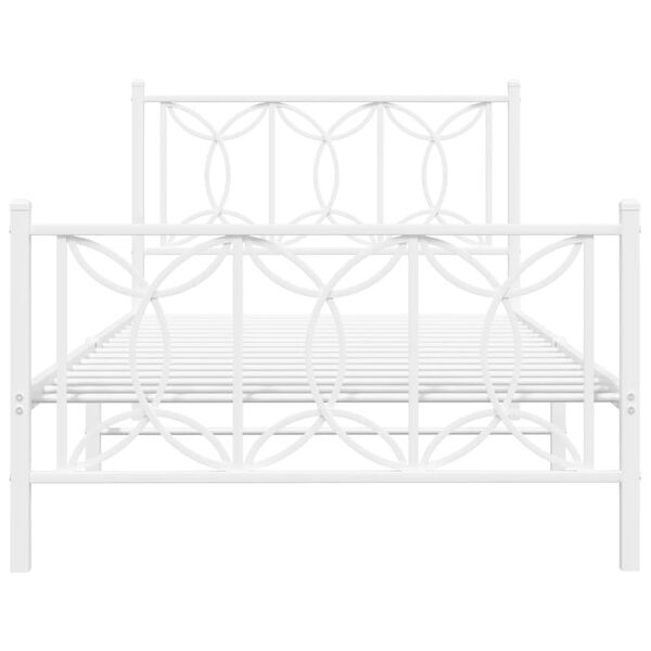 vidaXL Cadre de lit métal sans matelas et pied de lit blanc 100x200 cm