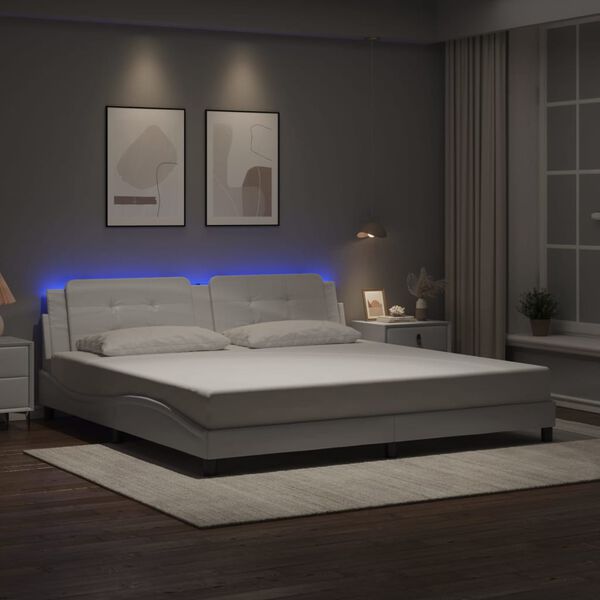 vidaXL Cadre de lit avec LED sans matelas Zadar blanc 193x203 cm