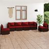 vidaXL Salon de jardin 6 pcs avec coussins R&eacute;sine tress&eacute;e Marron
