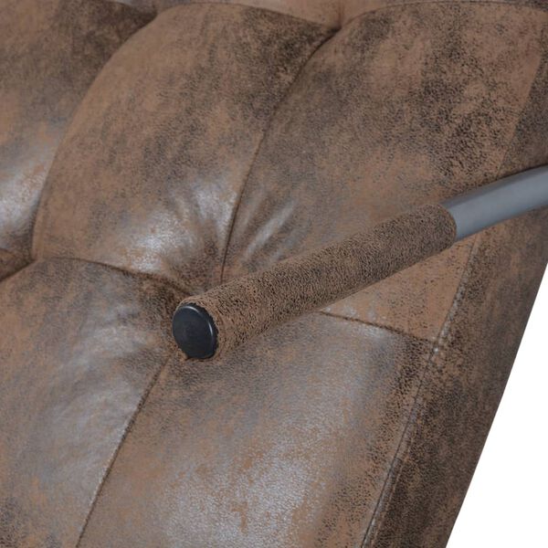 vidaXL Chaise longue avec oreiller marron tissu &agrave; l'aspect de daim