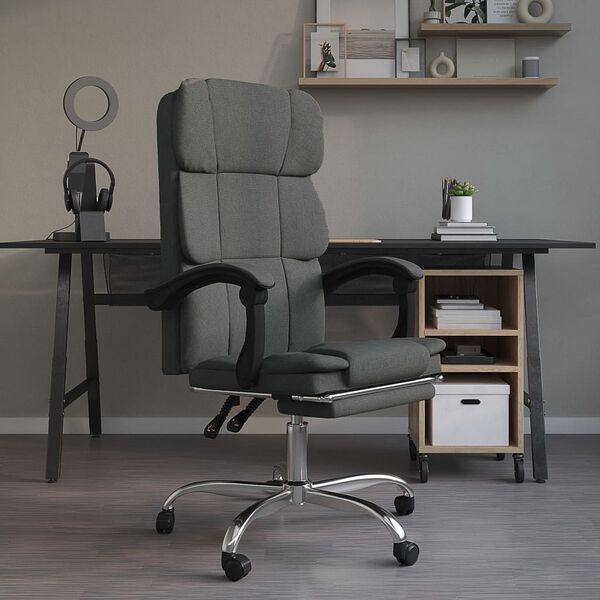 vidaXL Fauteuil inclinable de bureau gris foncé tissu