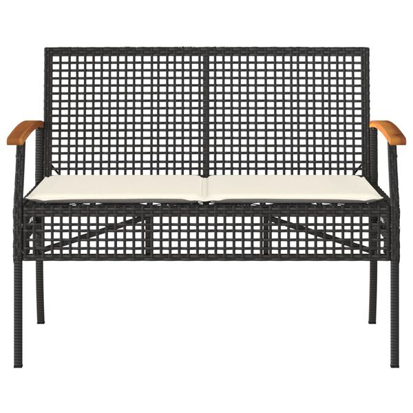 vidaXL Banc de jardin avec coussin noir résine tressée et acacia
