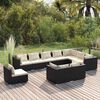 vidaXL Salon de jardin 10 pcs avec coussins R&eacute;sine tress&eacute;e Noir