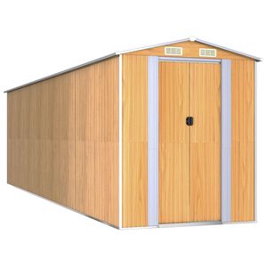 vidaXL Abri de jardin Marron clair 192x689x223 cm Acier galvanis&eacute;