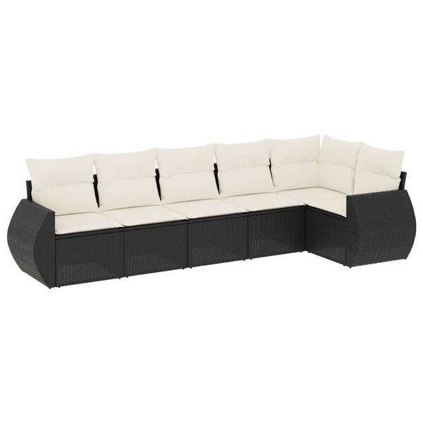 vidaXL Salon de jardin 6 pcs avec coussins noir r&eacute;sine tress&eacute;e