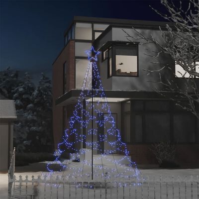 vidaXL Arbre de Noël avec poteau en métal 500 LED bleues 3 m