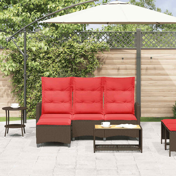 vidaXL Canap&eacute; de jardin inclinable coussins forme L marron polyrotin
