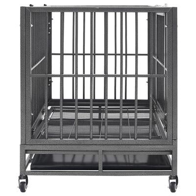 vidaXL Cage pour chien avec roues et toit Acier 102x72x85 cm