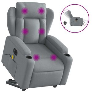 vidaXL Fauteuil inclinable de massage électrique gris clair tissu