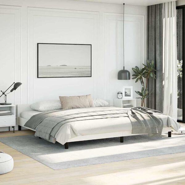 vidaXL Cadre de lit sans matelas blanc California similicuir
