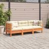 vidaXL Salon de jardin 3 pcs avec coussins cire marron bois pin massif