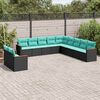 vidaXL Salon de jardin 11 pcs avec coussins noir r&eacute;sine tress&eacute;e