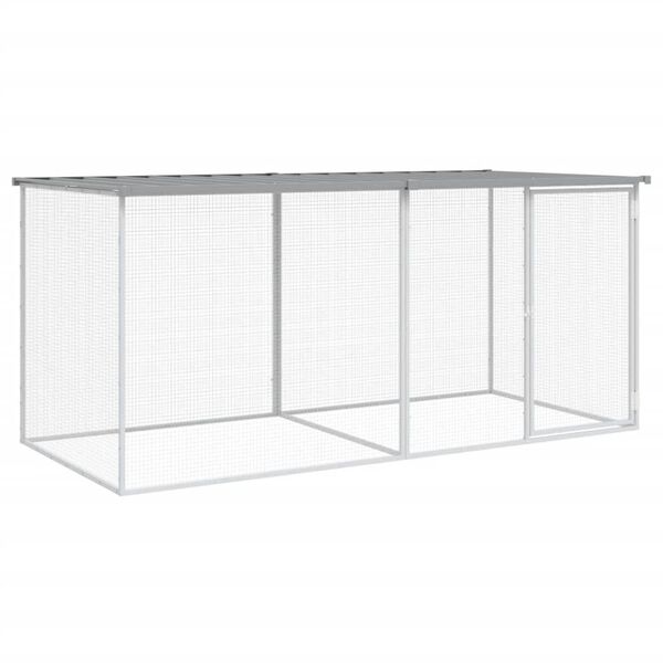 vidaXL Cage à poulets avec toit gris clair 203 x 98 x 90 cm en acier galvanisé