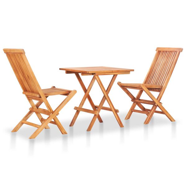vidaXL Ensemble de bistro 3 pcs avec coussins noir Bois de teck massif
