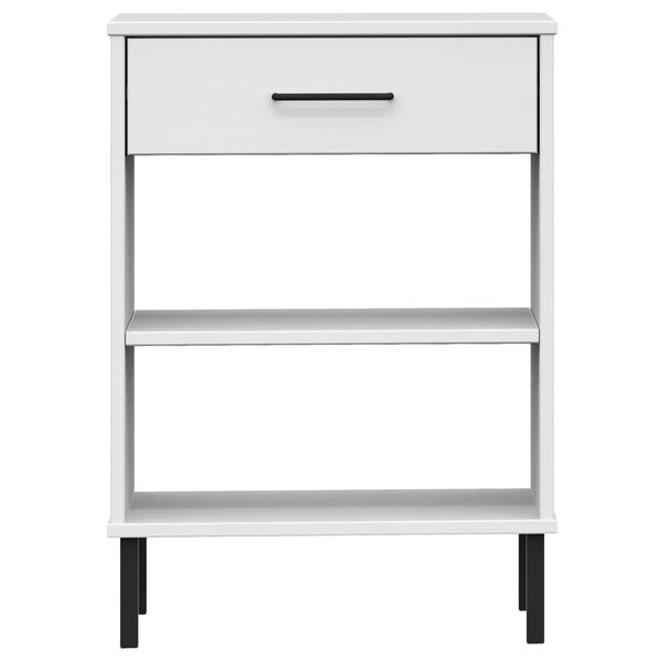 vidaXL Armoire console avec pieds en métal Blanc Bois pin massif OSLO