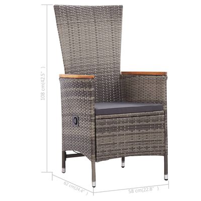 vidaXL Chaises d'extérieur lot de 2 avec coussins Résine tressée Gris