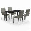vidaXL Ensemble &agrave; manger de jardin 5 pcs Gris et noir