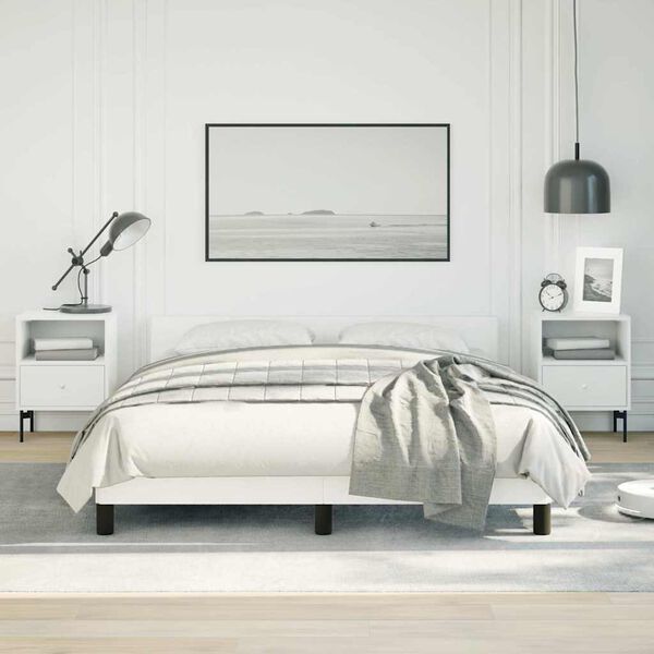 vidaXL Cadre de lit sans matelas blanc similicuir