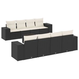vidaXL Salon de jardin 9 pcs avec coussins noir r&eacute;sine tress&eacute;e