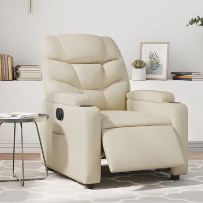 vidaXL Fauteuil inclinable de massage électrique crème similicuir