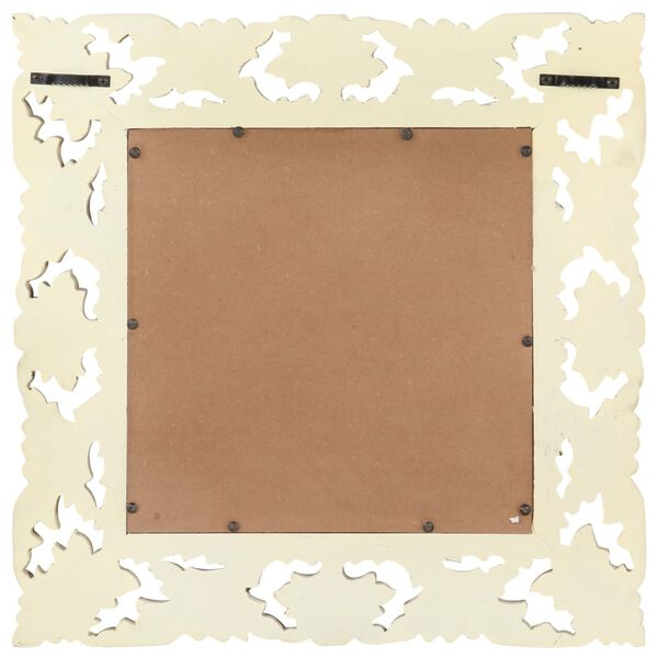 vidaXL Miroir sculpté à la main Blanc 50x50 cm Bois de manguier massif