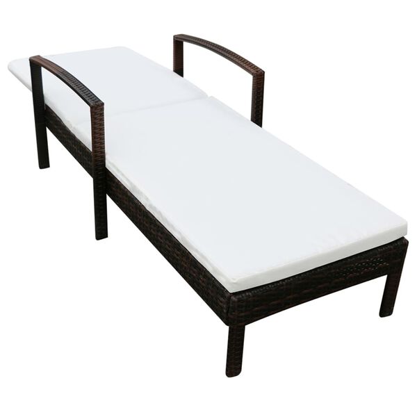 vidaXL Chaise longue avec coussin Résine tressée Marron