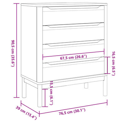 vidaXL Commode FLORO cire marron bois de pin massif