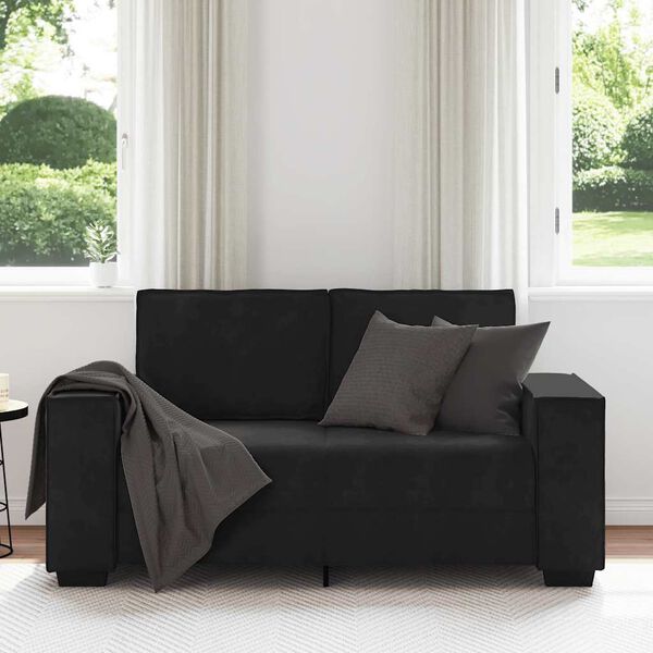 vidaXL Canapé à 2 places Noir 120 cm Velours