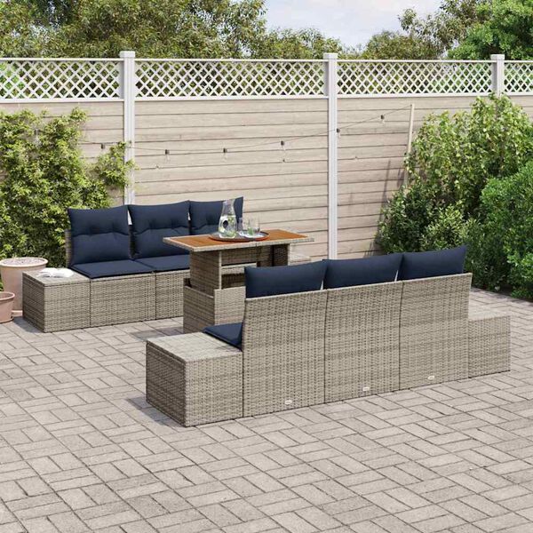 vidaXL Ensemble de salle &agrave; manger pour jardin 7 pcs Gris et marine