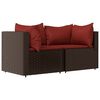 vidaXL Salon de jardin 3 pcs avec coussins marron r&eacute;sine tress&eacute;e
