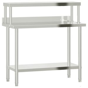 vidaXL Table de travail de cuisine avec étagère 110x55x120 cm inox