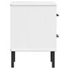 vidaXL Table de chevet avec pieds en métal Blanc Bois pin massif OSLO