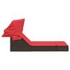 vidaXL Chaise longue double avec auvent et coussins marron poly rotin