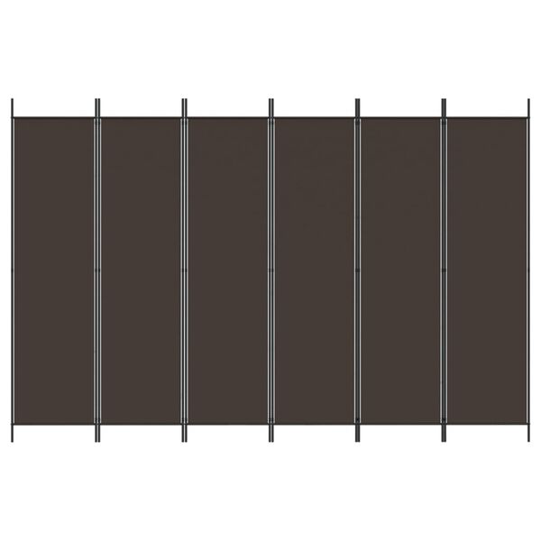 vidaXL Cloison de s&eacute;paration 6 panneaux Marron 300x200 cm Tissu