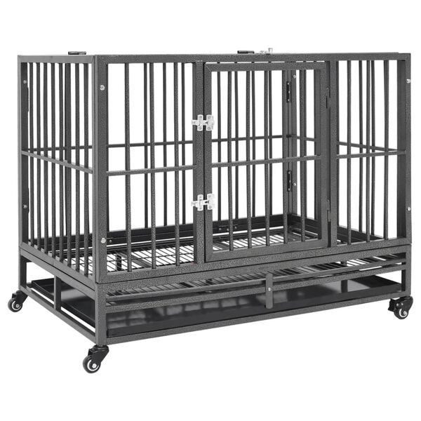 vidaXL Cage pour chiens avec roues Acier 92x62x76 cm