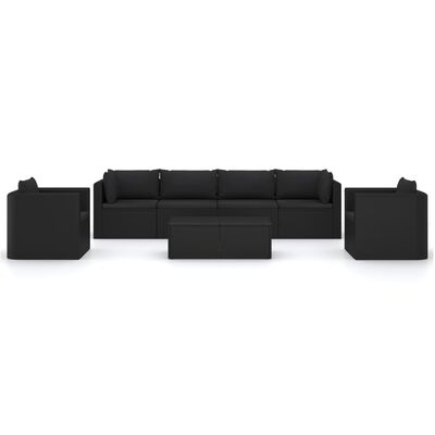 vidaXL Salon de jardin 7 pcs avec coussins Résine tressée Noir