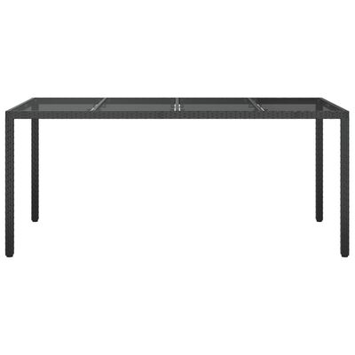 vidaXL Table de jardin Noir 190x90x75 cm Verre trempé/résine tressée